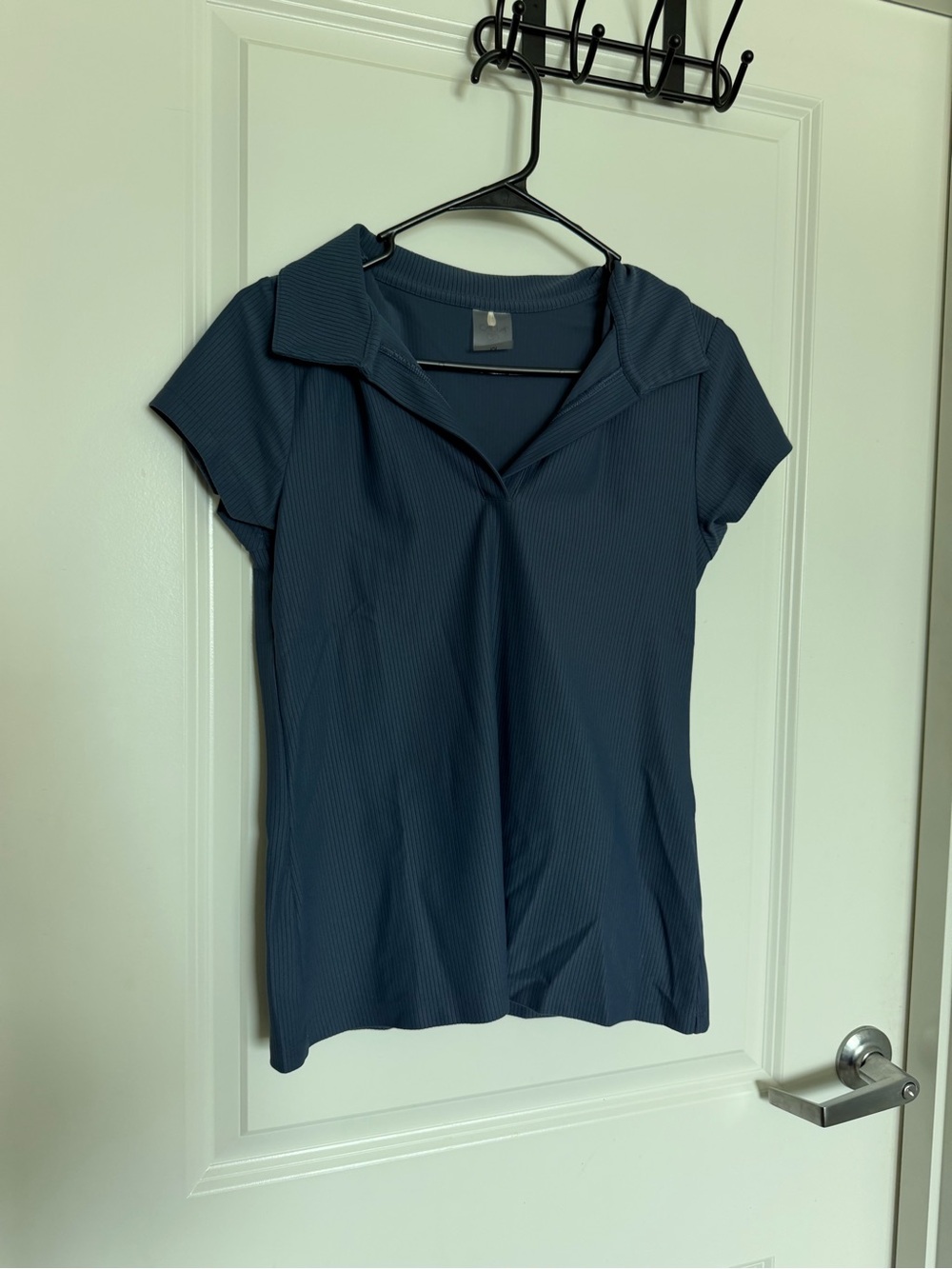CALIA by Carrie Underwood Short Sleeve Polo Top in Teal Blue